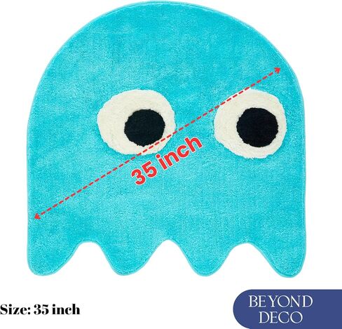 Blue Arcade Game Rug 35 inches, Handmade Tufted Area Rugs, Retro Home Decor, Non-Slip Bath Mat, Perfect for Playroom, Game Room, Bedroom, Living Room, Gift for Gamers, Nostalgic Carpet in Kuwait