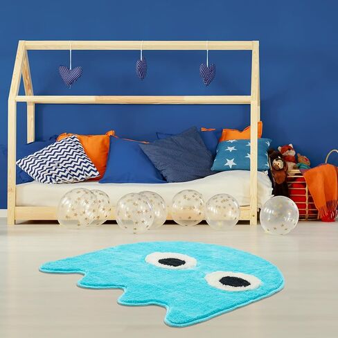 Blue Arcade Game Rug 35 inches, Handmade Tufted Area Rugs, Retro Home Decor, Non-Slip Bath Mat, Perfect for Playroom, Game Room, Bedroom, Living Room, Gift for Gamers, Nostalgic Carpet in Kuwait