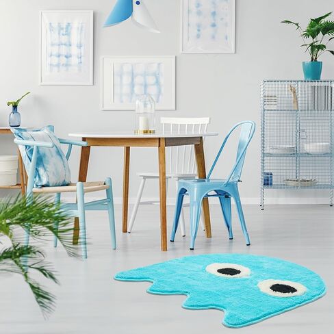 Blue Arcade Game Rug 35 inches, Handmade Tufted Area Rugs, Retro Home Decor, Non-Slip Bath Mat, Perfect for Playroom, Game Room, Bedroom, Living Room, Gift for Gamers, Nostalgic Carpet in Kuwait