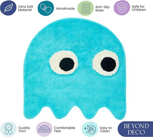 Blue Arcade Game Rug 35 inches, Handmade Tufted Area Rugs, Retro Home Decor, Non-Slip Bath Mat, Perfect for Playroom, Game Room, Bedroom, Living Room, Gift for Gamers, Nostalgic Carpet in Kuwait