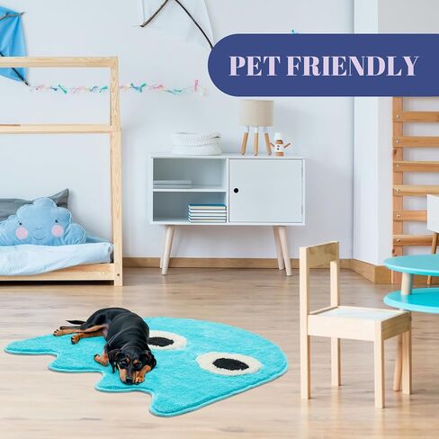 Blue Arcade Game Rug 35 inches, Handmade Tufted Area Rugs, Retro Home Decor, Non-Slip Bath Mat, Perfect for Playroom, Game Room, Bedroom, Living Room, Gift for Gamers, Nostalgic Carpet in Kuwait