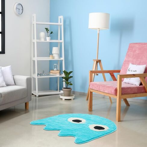 Blue Arcade Game Rug 35 inches, Handmade Tufted Area Rugs, Retro Home Decor, Non-Slip Bath Mat, Perfect for Playroom, Game Room, Bedroom, Living Room, Gift for Gamers, Nostalgic Carpet in Kuwait