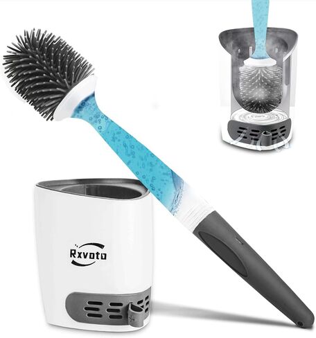 Toilet Brush and Holders, Refillable Wall Mount Toilet Brush, Silicone Toilet Brush Ventilated Holder with Diatom Mud for Bathroom in Saudi Arabia