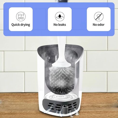 Toilet Brush and Holders, Refillable Wall Mount Toilet Brush, Silicone Toilet Brush Ventilated Holder with Diatom Mud for Bathroom in Saudi Arabia