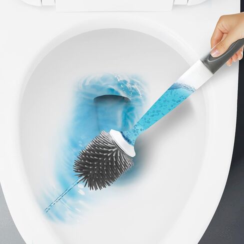 Toilet Brush and Holders, Refillable Wall Mount Toilet Brush, Silicone Toilet Brush Ventilated Holder with Diatom Mud for Bathroom in Saudi Arabia