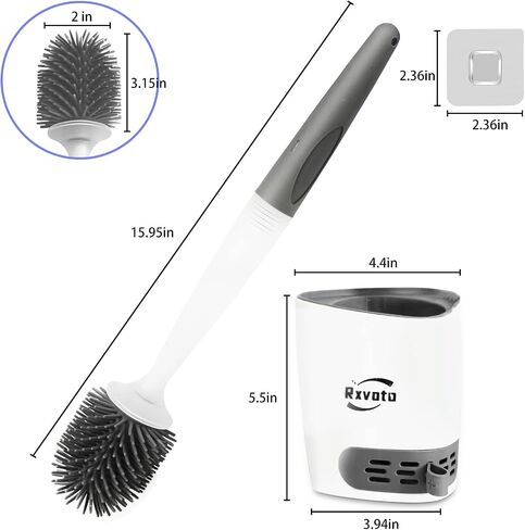 Toilet Brush and Holders, Refillable Wall Mount Toilet Brush, Silicone Toilet Brush Ventilated Holder with Diatom Mud for Bathroom in Saudi Arabia