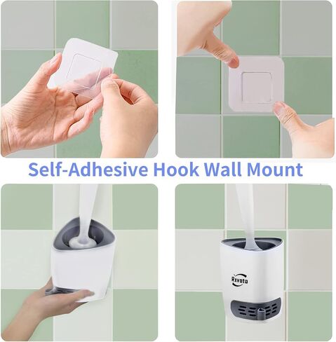Toilet Brush and Holders, Refillable Wall Mount Toilet Brush, Silicone Toilet Brush Ventilated Holder with Diatom Mud for Bathroom in Saudi Arabia
