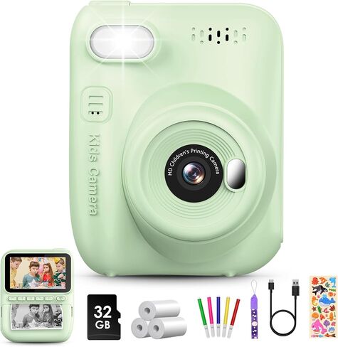 Kids Instant Print Camera, 3.0-inch HD Screen 32MP Photo Instant Digital Camera Christmas Birthday Gifts Toys for Toddle Children Girls Boys Age 3-12 - Pink in Saudi Arabia