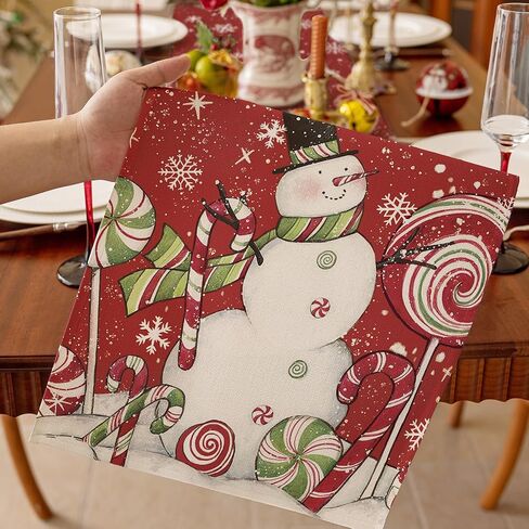 Softalker Snowman Christmas Table Runner - Red Winter Xmas Snowflake Stain Resistant Washable Kitchen Table Decoration for Holiday/Dining/Party,13x72 inch in Saudi Arabia
