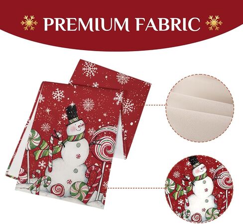 Softalker Snowman Christmas Table Runner - Red Winter Xmas Snowflake Stain Resistant Washable Kitchen Table Decoration for Holiday/Dining/Party,13x72 inch in Saudi Arabia