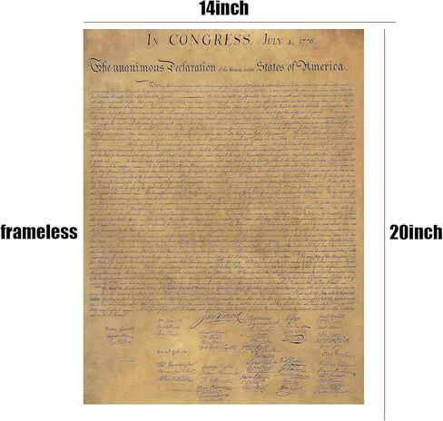 ملصق إعلان الاستقلال من AGTIAAI، ملصق تأسيس أمريكي مقاس 20 × 14 بوصة، وثائق للفصل الدراسي والمدرسة، ملصقات جدارية من القماش وصورة فنية مطبوعة لديكور غرفة النوم العائلية بدون إطار in Kuwait