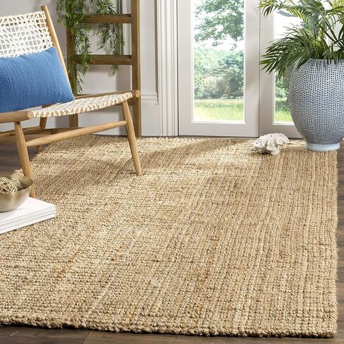 SAFAVIEH Natural Fiber Collection Area Rug - 5' Square, Natural, Handmade Farmhouse Jute, Ideal for High Traffic Areas in Living Room, Bedroom (NF747A) in Saudi Arabia