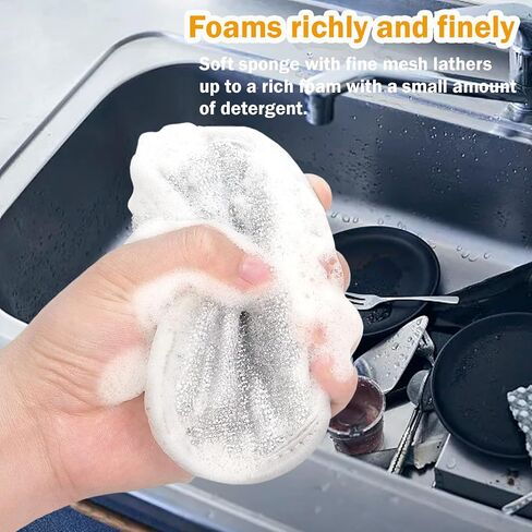 5PCS Sponges Kitchen, Multi-Purpose Dish Sponge Non-Scratch Dishwashing Sponges Kitchen Scrub Sponges, Reusable Sponges for Dishes, Pots and Pans in Saudi Arabia