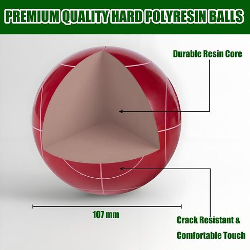 Olsa 90/100/107mm Bocce Balls Set, Bocci Ball Game Set with 8 Poly-Resin Balls, 1 White Pallino, Premium Carrying Bag, Measuring Tape for Outdoor Backyard Lawn Beach in Saudi Arabia