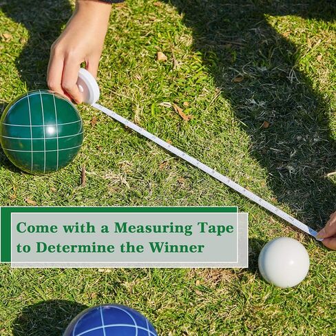 Olsa 90/100/107mm Bocce Balls Set, Bocci Ball Game Set with 8 Poly-Resin Balls, 1 White Pallino, Premium Carrying Bag, Measuring Tape for Outdoor Backyard Lawn Beach in Saudi Arabia