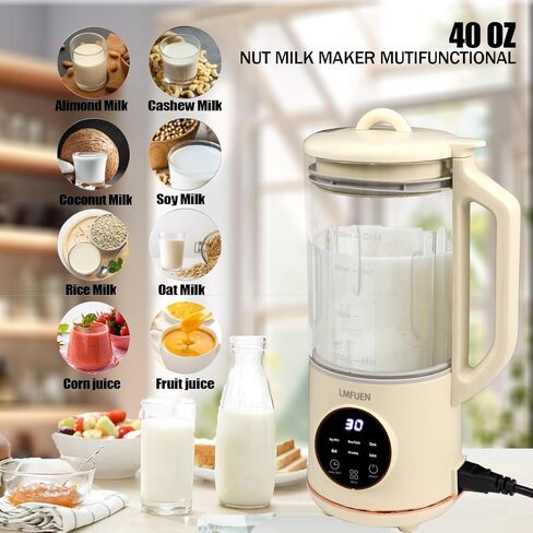 Automatic Nut Milk Maker,Blender for Kitchen 40oz Cold Drinks,27oz Hot Drinks,Soy Milk Maker,Rice Paste,Juice,Baby Food Hot Blender,Corn,Crushing Ice,Delay Start/Keep Warm/Boil Water (Purple) in Saudi Arabia