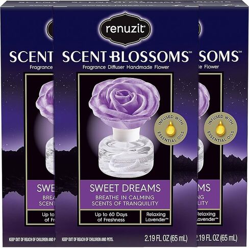Renuzit Scent Blossoms Fragrance Diffuser Gift Handmade Flower, Sweet Dreams, Relaxing Lavender, Infused with Essential Oils, Decorative Small Diffuser, 2.19 Oz (Pack of 3) in Saudi Arabia