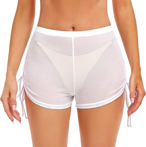 SHERRYLO Swim Shorts Women Sheer Board Short See Through Bikini Bottom Mesh Swimsuit Bottoms Sexy See Thru Bathing Suit in Saudi Arabia