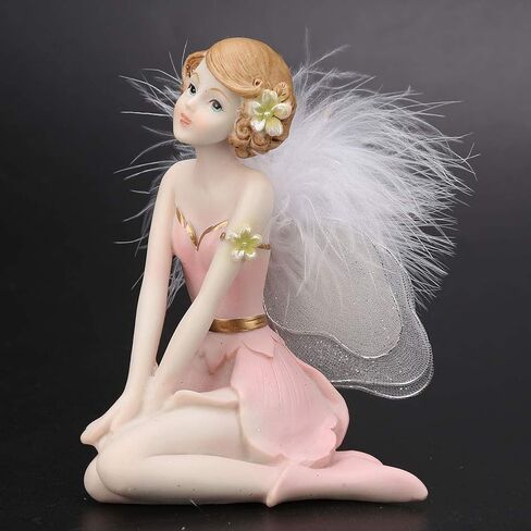 Cyrank Flower Fairy Statue, Resin Flower Fairy Statue Decoration Mini Fairy Garden Ornament Desktop Angel Statue Miniature Flower Fairy Statue Decoration for Kids in Saudi Arabia
