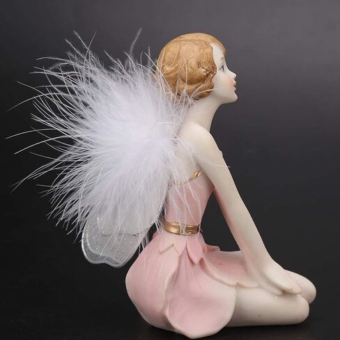 Cyrank Flower Fairy Statue, Resin Flower Fairy Statue Decoration Mini Fairy Garden Ornament Desktop Angel Statue Miniature Flower Fairy Statue Decoration for Kids in Saudi Arabia
