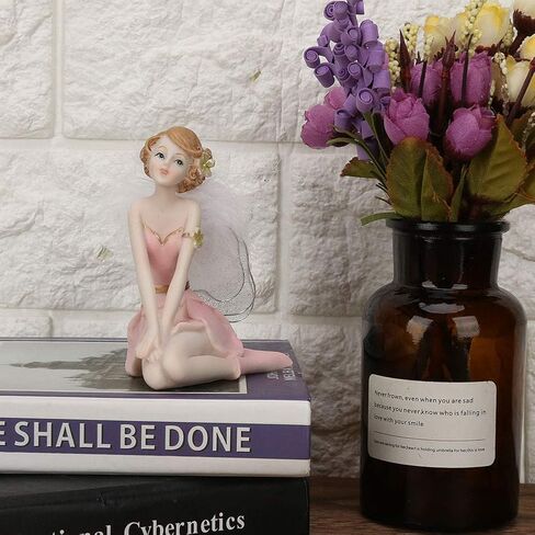 Cyrank Flower Fairy Statue, Resin Flower Fairy Statue Decoration Mini Fairy Garden Ornament Desktop Angel Statue Miniature Flower Fairy Statue Decoration for Kids in Saudi Arabia