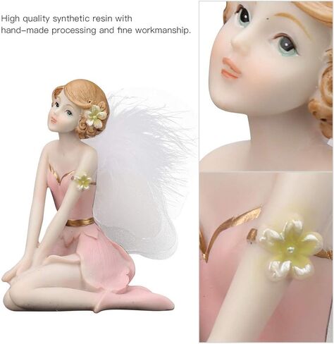 Cyrank Flower Fairy Statue, Resin Flower Fairy Statue Decoration Mini Fairy Garden Ornament Desktop Angel Statue Miniature Flower Fairy Statue Decoration for Kids in Saudi Arabia