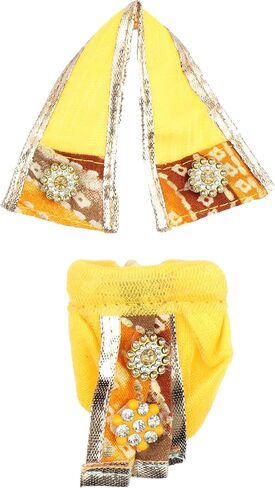 Laxmi Ganesh Dress vastra Poshak Cloth Lehenga Chunari Dhoti Puja Item samgari Radha Krishna Dress for Laxmi Ganesh Durga Devi Idol Statues Indian Traditional Festival(Size:-2")(Colour:-Yellow) in Saudi Arabia
