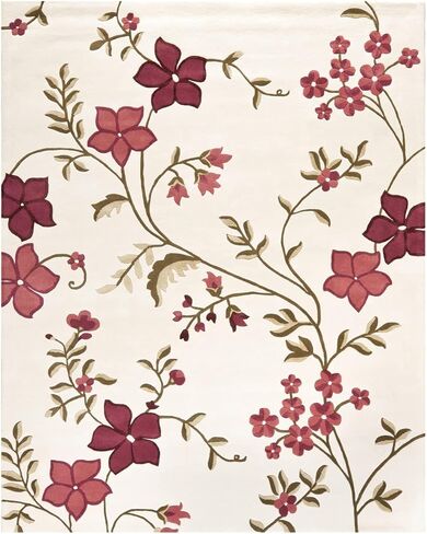 SAFAVIEH Capri Collection Area Rug - 8' x 10', Ivory & Purple, Handmade Wool, Ideal for High Traffic Areas in Living Room, Bedroom (CPR354A) in Saudi Arabia