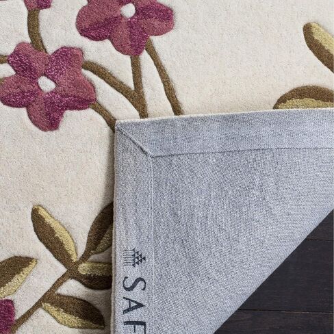 SAFAVIEH Capri Collection Area Rug - 8' x 10', Ivory & Purple, Handmade Wool, Ideal for High Traffic Areas in Living Room, Bedroom (CPR354A) in Saudi Arabia