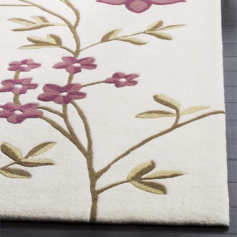 SAFAVIEH Capri Collection Area Rug - 8' x 10', Ivory & Purple, Handmade Wool, Ideal for High Traffic Areas in Living Room, Bedroom (CPR354A) in Saudi Arabia