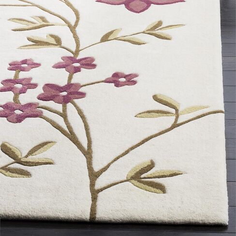 SAFAVIEH Capri Collection Area Rug - 8' x 10', Ivory & Purple, Handmade Wool, Ideal for High Traffic Areas in Living Room, Bedroom (CPR354A) in Saudi Arabia