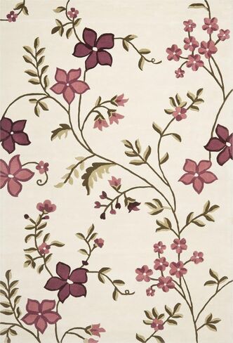 SAFAVIEH Capri Collection Area Rug - 8' x 10', Ivory & Purple, Handmade Wool, Ideal for High Traffic Areas in Living Room, Bedroom (CPR354A) in Saudi Arabia