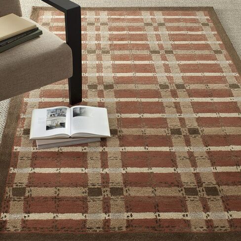 سجادة MARTHA STEWART x SAFAVIEH مقاس 8 × 10 بوصة باللون الأحمر الورقية MSR3613D مصنوعة يدويًا من الصوف المنقوش والفيسكوز in Saudi Arabia