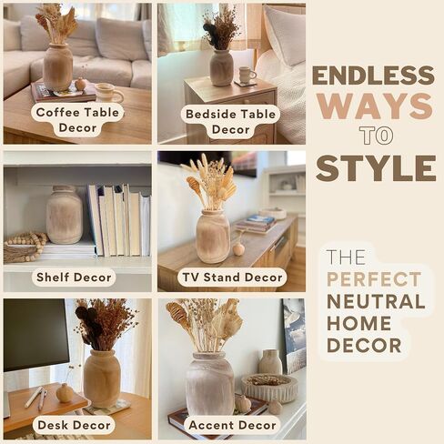 Wooden Vases for Home Decor, Rustic Vases for Flowers, Wooden Vase, Wood Vases for Flowers, Wooden Decor, Rustic Vase for Farmhouse Table Decor, Rustic Decor, 8 Inch Wood Vase in Saudi Arabia