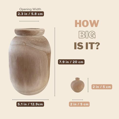 Wooden Vases for Home Decor, Rustic Vases for Flowers, Wooden Vase, Wood Vases for Flowers, Wooden Decor, Rustic Vase for Farmhouse Table Decor, Rustic Decor, 8 Inch Wood Vase in Saudi Arabia