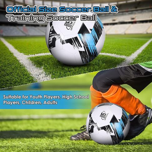 Soccer Balls Size 5, Official Size Soccer Ball PU Leather Soccer Balls for Kids Indoor Outdoor Play Unisex Juniors Adult Training Soccer Players Game Back to School Gift in Saudi Arabia