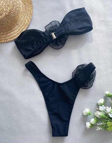 Women's Sexy 2 Piece Bikini Set Breathable High Waisted Bathing Suit 3D Rose Flower Cute Bikini Swimsuit in Saudi Arabia