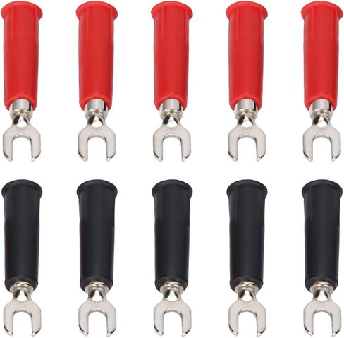 FILFEEL Insulated Fork Spade U-Type Wire Connector Electrical Crimp Terminal, 10Pcs 4mm 2 Colors Fork Spade Wire Connectors for Banana Plug Multimeter in Kuwait