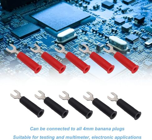 FILFEEL Insulated Fork Spade U-Type Wire Connector Electrical Crimp Terminal, 10Pcs 4mm 2 Colors Fork Spade Wire Connectors for Banana Plug Multimeter in Kuwait
