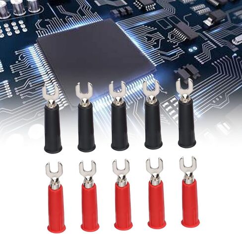 FILFEEL Insulated Fork Spade U-Type Wire Connector Electrical Crimp Terminal, 10Pcs 4mm 2 Colors Fork Spade Wire Connectors for Banana Plug Multimeter in Kuwait