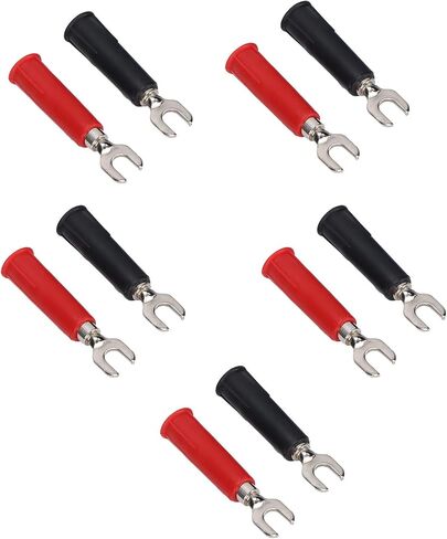 FILFEEL Insulated Fork Spade U-Type Wire Connector Electrical Crimp Terminal, 10Pcs 4mm 2 Colors Fork Spade Wire Connectors for Banana Plug Multimeter in Kuwait