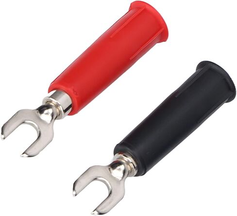 FILFEEL Insulated Fork Spade U-Type Wire Connector Electrical Crimp Terminal, 10Pcs 4mm 2 Colors Fork Spade Wire Connectors for Banana Plug Multimeter in Kuwait