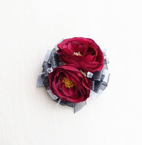 Ansuma Prom Corsage Boutonniere Set for Women and Men, Black Red Rose for Groom Bride Groomsmen Bridesmaid Wedding Artificial Flower Decor Accessories on Dinner Dance Party (Burgundy) in Saudi Arabia