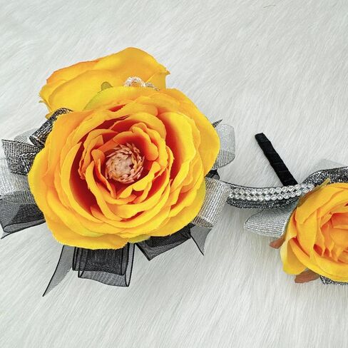 Ansuma Prom Corsage Boutonniere Set for Women and Men, Black Red Rose for Groom Bride Groomsmen Bridesmaid Wedding Artificial Flower Decor Accessories on Dinner Dance Party (Burgundy) in Saudi Arabia
