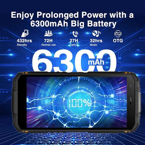 DOOGEE S41 MAX هاتف ذكي متين 2024، 16 جيجابايت + 256 جيجابايت/SD 1 تيرابايت هاتف متين أندرويد 13، هاتف خلوي متين 6300 مللي أمبير في الساعة، شاشة 5.5 بوصة HD+، هاتف محمول IP68 مقاوم للماء 4G خارجي، NFC/WiFi/OTG in Saudi Arabia