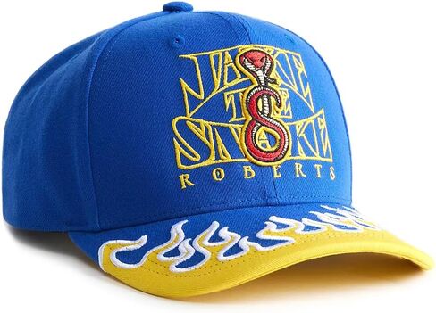 قبعة Mitchell & Ness WWE Jake The Snake Roberts Crown Jewels Pro Snapback، قبعة قابلة للتعديل باللون الأزرق in Saudi Arabia