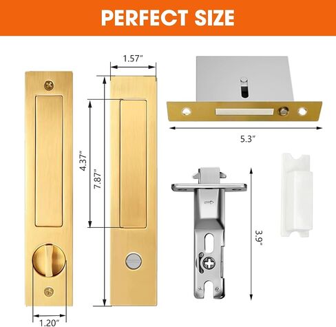 Pocket Door Locks&Door Edge Pull, Keyless Privacy Pocket Door Lock,Pocket Door Hardware,Pocket Door Privacy Lock,Barn Door Lock with Edge Handle (InvisibilityType-Gold) in Saudi Arabia