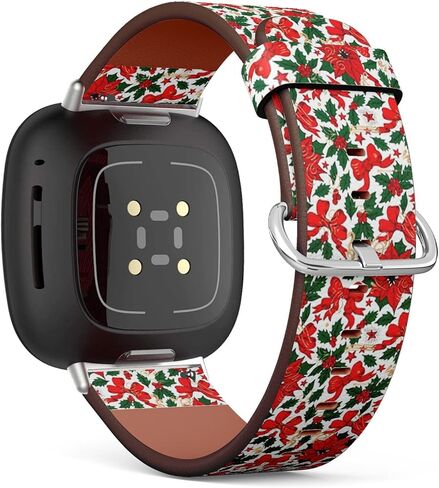 متوافق مع سوار المعصم Fitbit Versa 3 وFitbit Sense of معصم بديل لسوار الساعة الجلدي المنقوش - عيد الميلاد العتيق هولي in Saudi Arabia