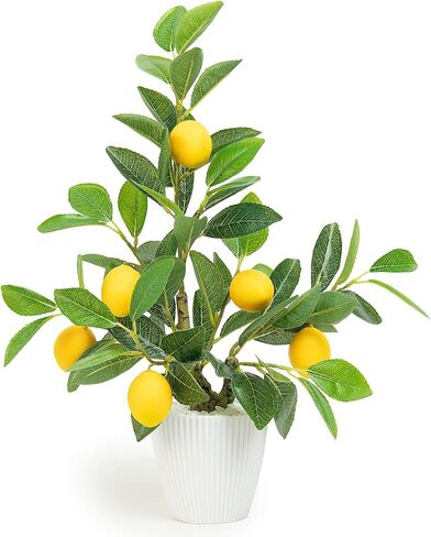 Epicpetal Fake Lemon Tree Decor, Fake Plants in Pot for Table Centerpieces Fake Lemons for Home Kitchen Decor Artificial Plants Indoor Faux Bathroom Décor (Lemon) in Saudi Arabia