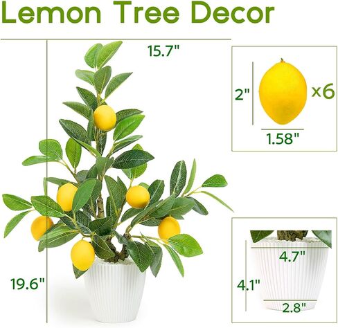 Epicpetal Fake Lemon Tree Decor, Fake Plants in Pot for Table Centerpieces Fake Lemons for Home Kitchen Decor Artificial Plants Indoor Faux Bathroom Décor (Lemon) in Saudi Arabia